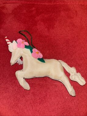 Vintage Handmade Cloth Unicorn Ornament!